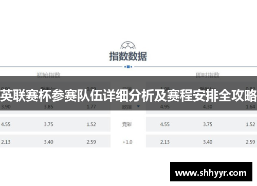 英联赛杯参赛队伍详细分析及赛程安排全攻略